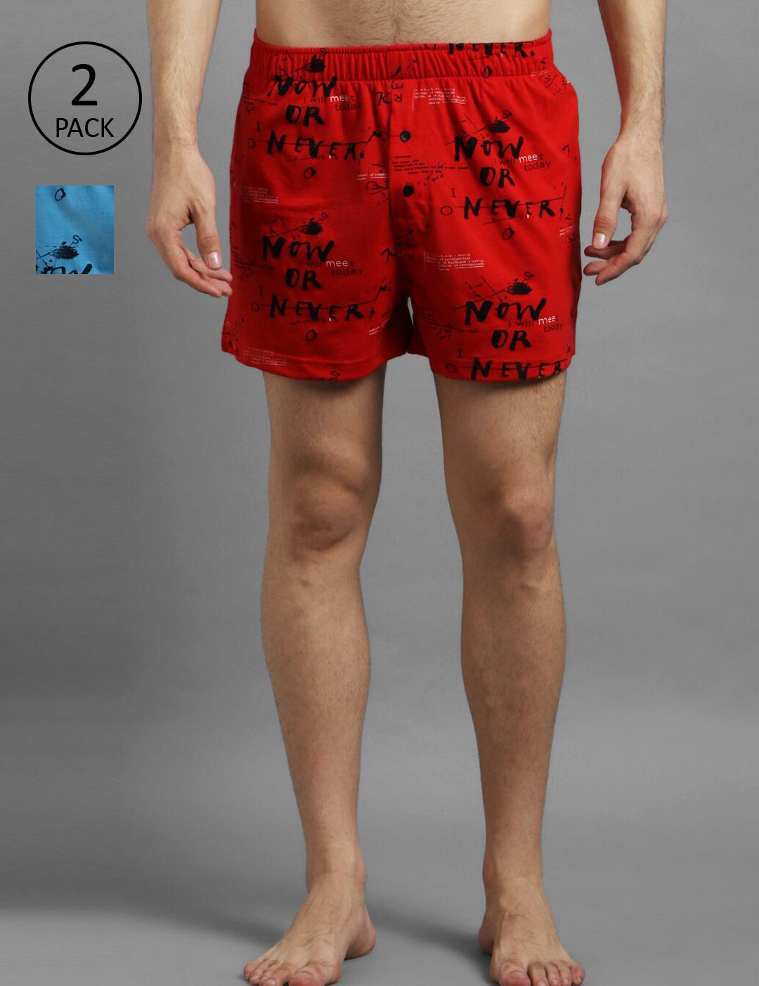 Kotty Men Pack Of 2 Red & Blue Printed Boxers KTT2PCMENSBOXERSET36S