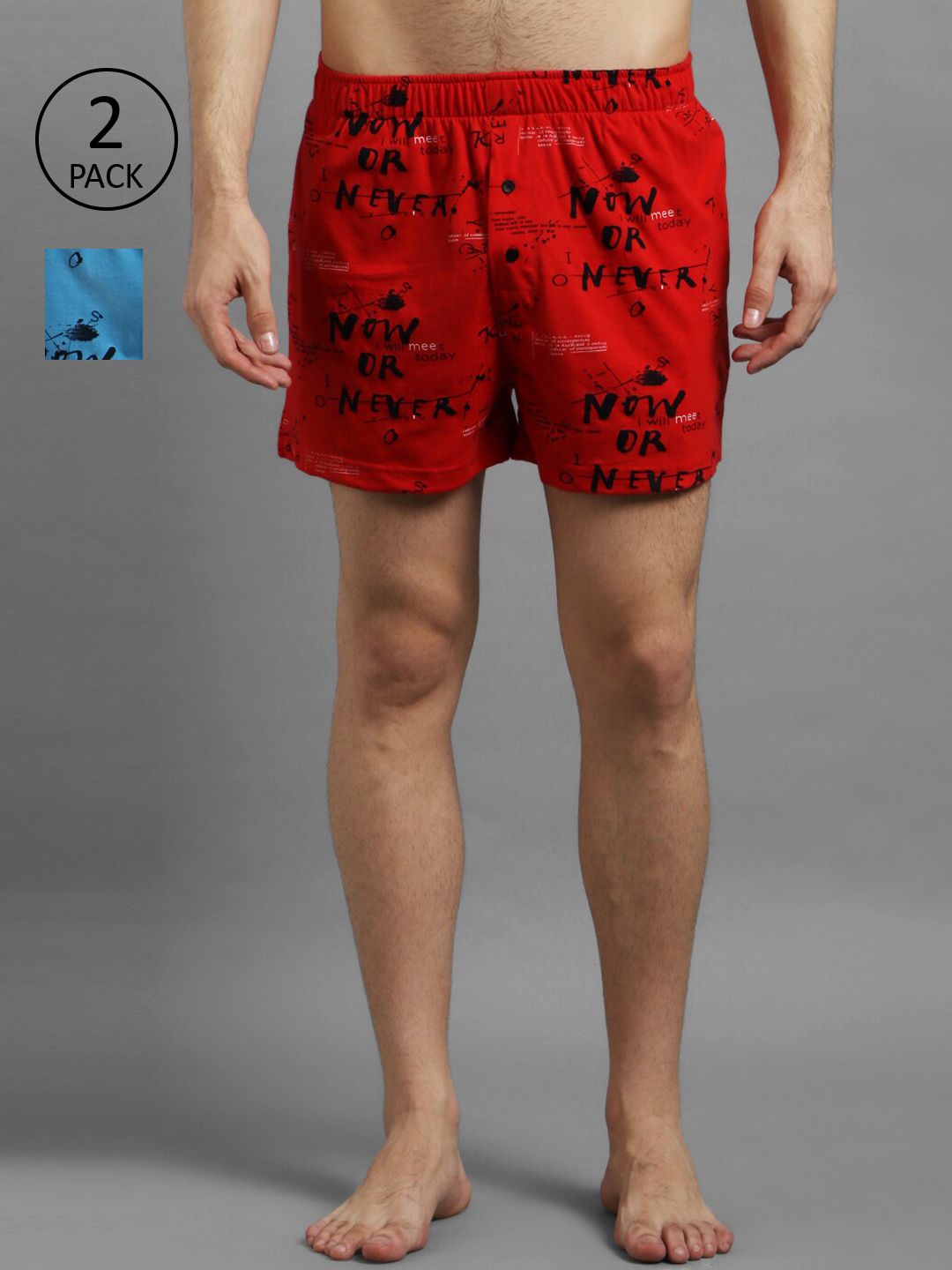 Kotty Men Pack Of 2 Red & Blue Printed Boxers KTT2PCMENSBOXERSET36S
