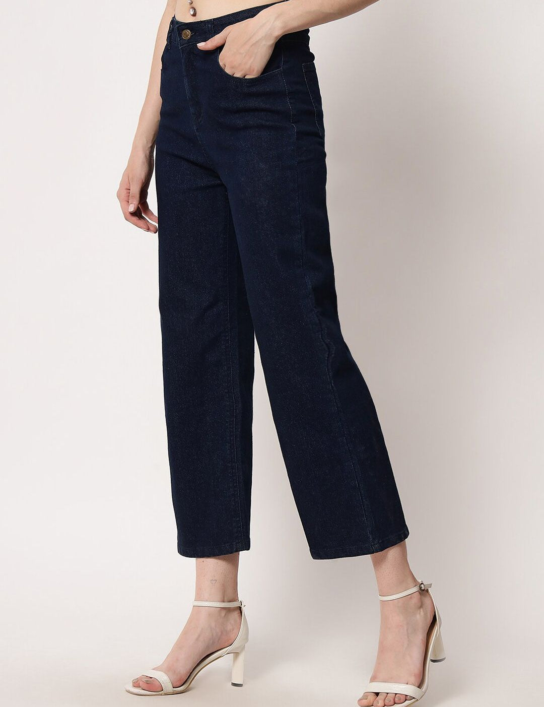 Kotty Women Navy Blue Jean Straight Fit Stretchable Jeans