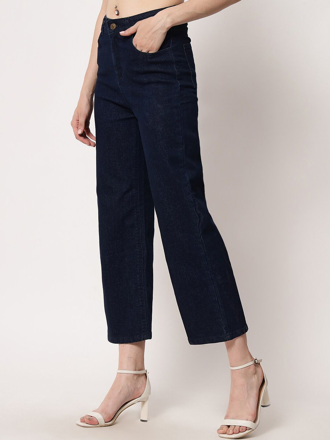 Kotty Women Navy Blue Jean Straight Fit Stretchable Jeans