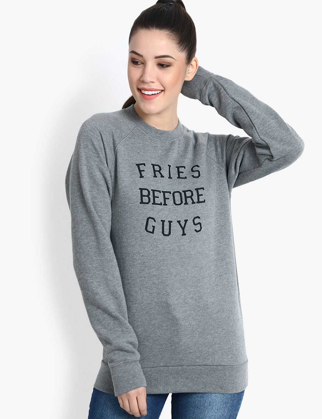 Kotty Women Grey Printed Sweatshirt