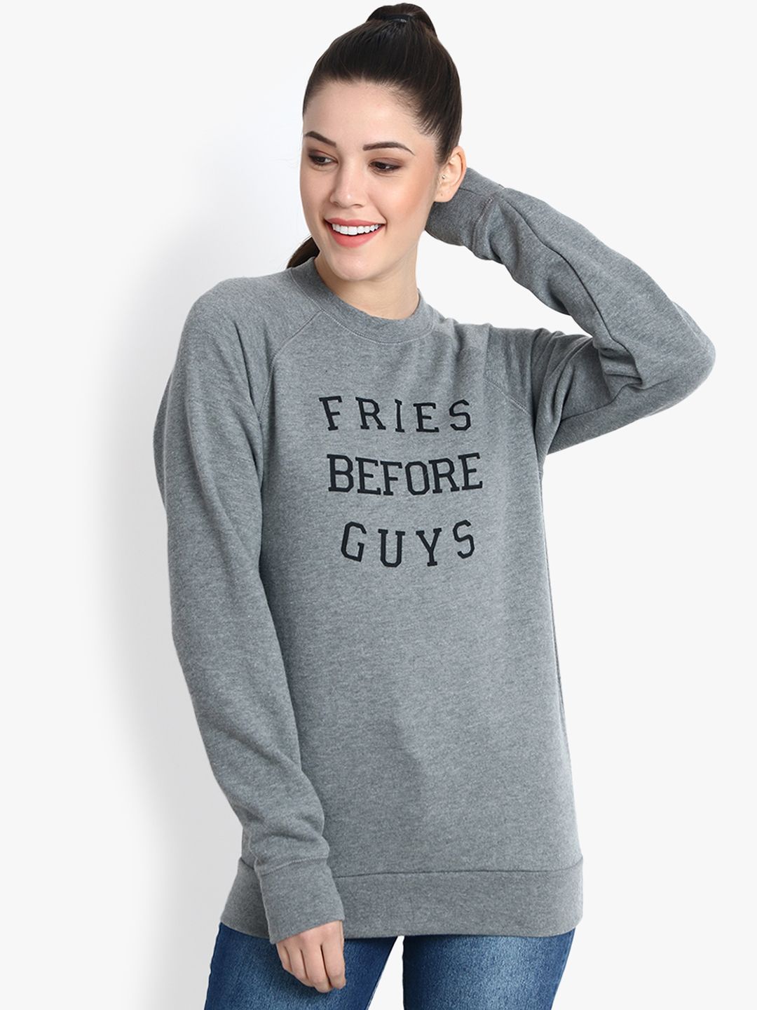 Kotty Women Grey Printed Sweatshirt