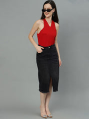 Kotty Cotton Straight Midi Skirt