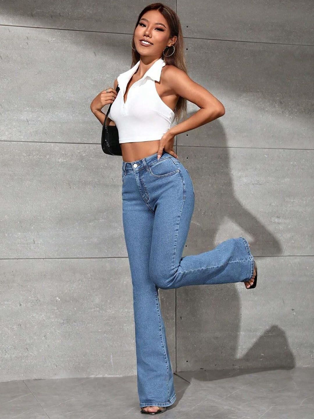 Kotty Women Bootcut High-Rise Clean Look Stretchable Jeans