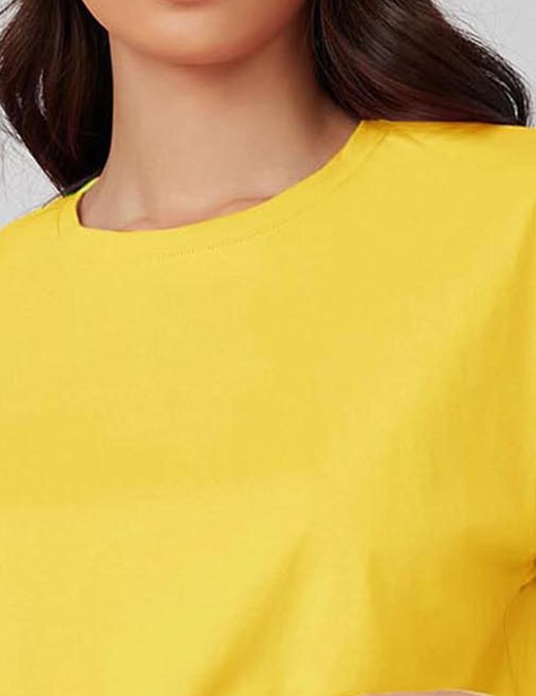 Kotty Round Neck Drop-Shoulder Sleeves Oversized Crop T-shirt 