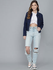 Kotty Women Blue Washed Lightweight Denim Jacket 