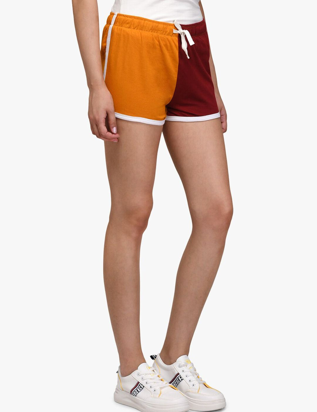 Kotty Women Yellow Colourblocked Regular Fit Regular Shorts