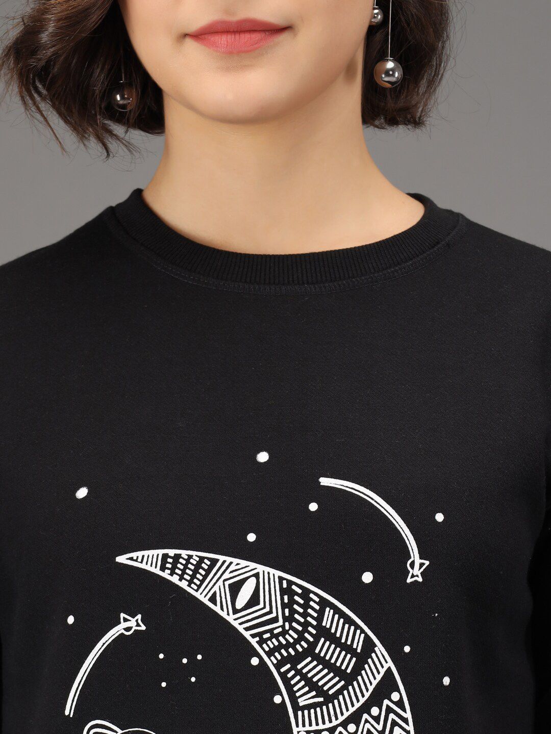 Kotty Women Black Printed Sweatshirt