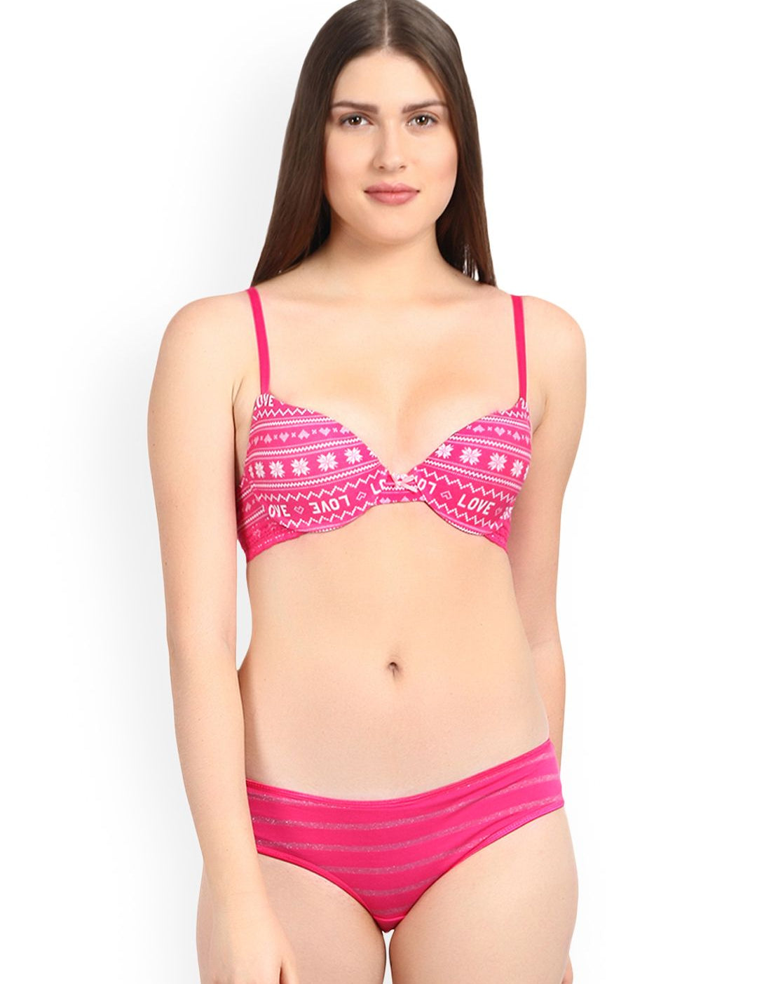 Kotty Women Pink Printed Lingerie Set KTTIW120