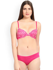 Kotty Women Pink Printed Lingerie Set KTTIW120