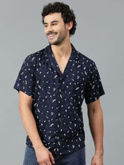 Kotty Men Cuban Collar Floral Printed Casual Shirt
