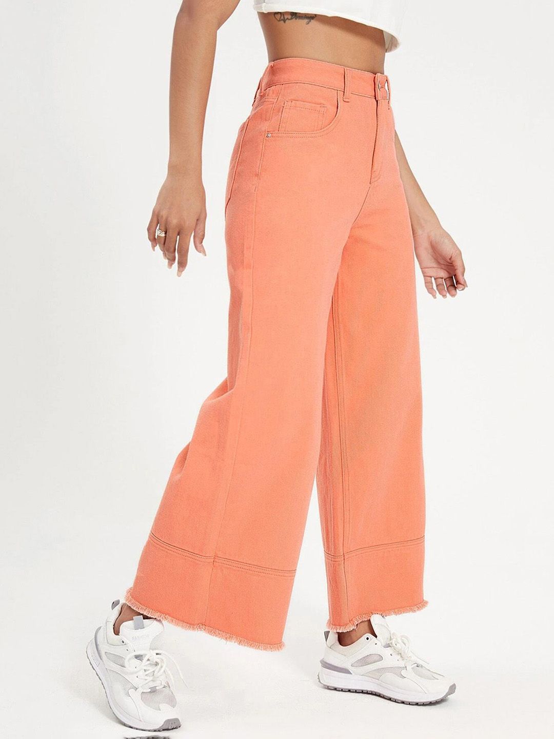 Kotty Women Flared High-Rise Cotton Clean Look Jeans