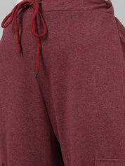 Kotty Women Maroon Mid-Rise Cotton Track Pants