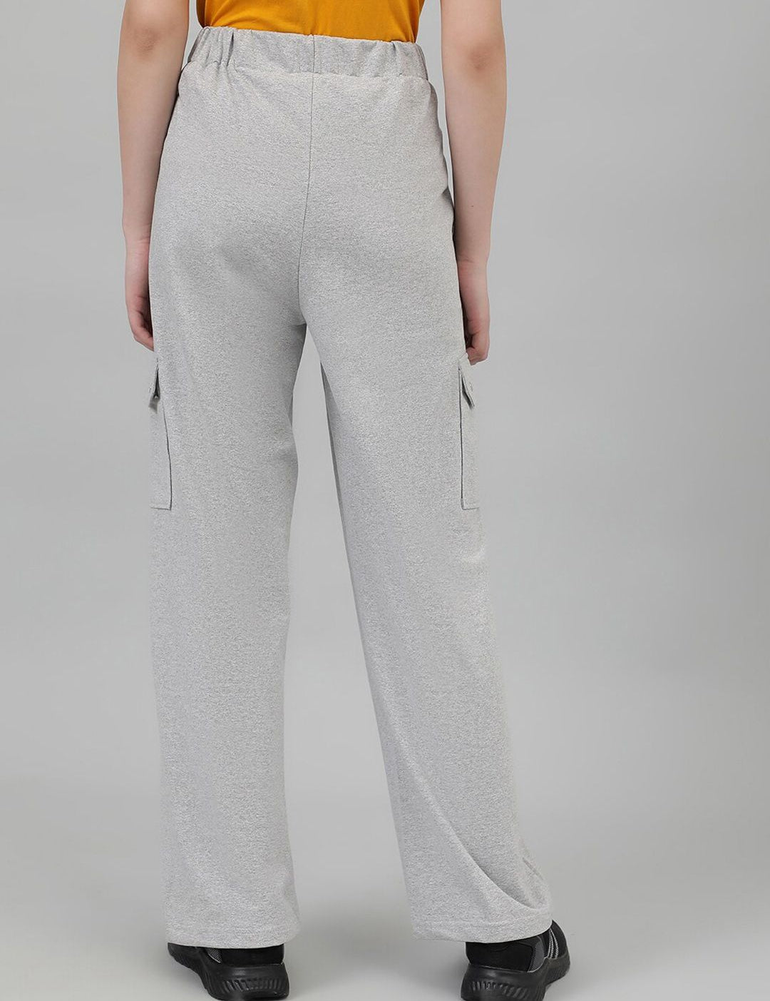 Kotty Women Grey Mid-Rise Straight-Fit Track Pants