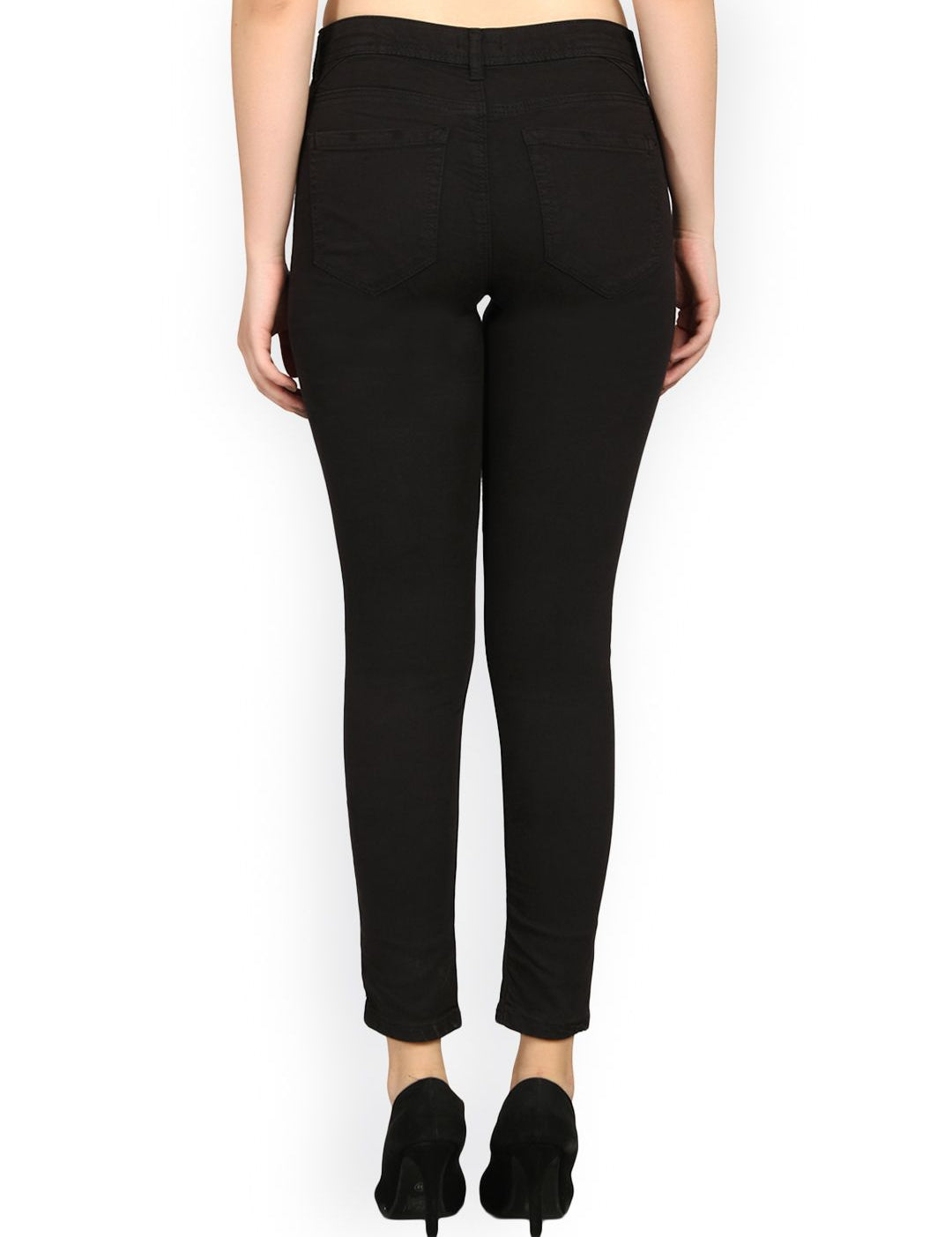 Kotty Women Black Skinny Fit High-Rise Slash Knee Jeans