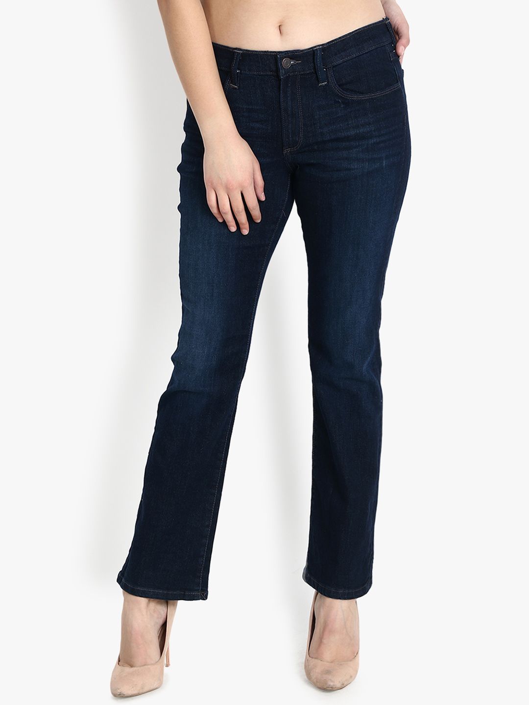 Kotty Women Blue Bootcut Mid-Rise Clean Look Jeans