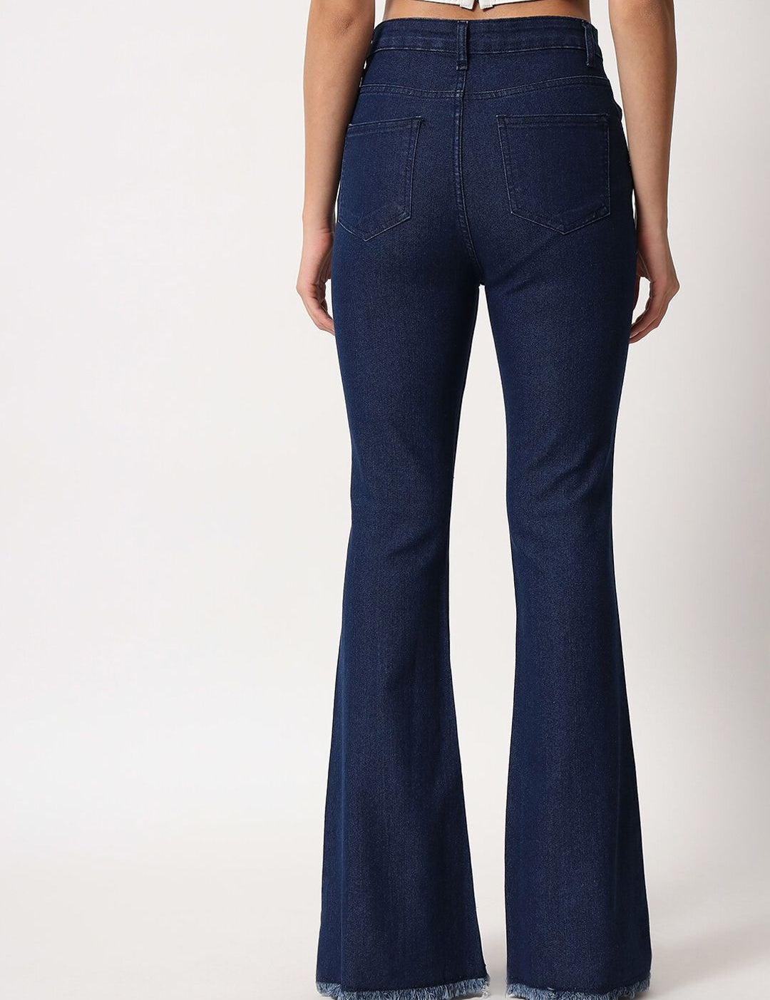 Kotty Women Navy Blue Jean Bootcut High-Rise Light Fade Stretchable Jeans