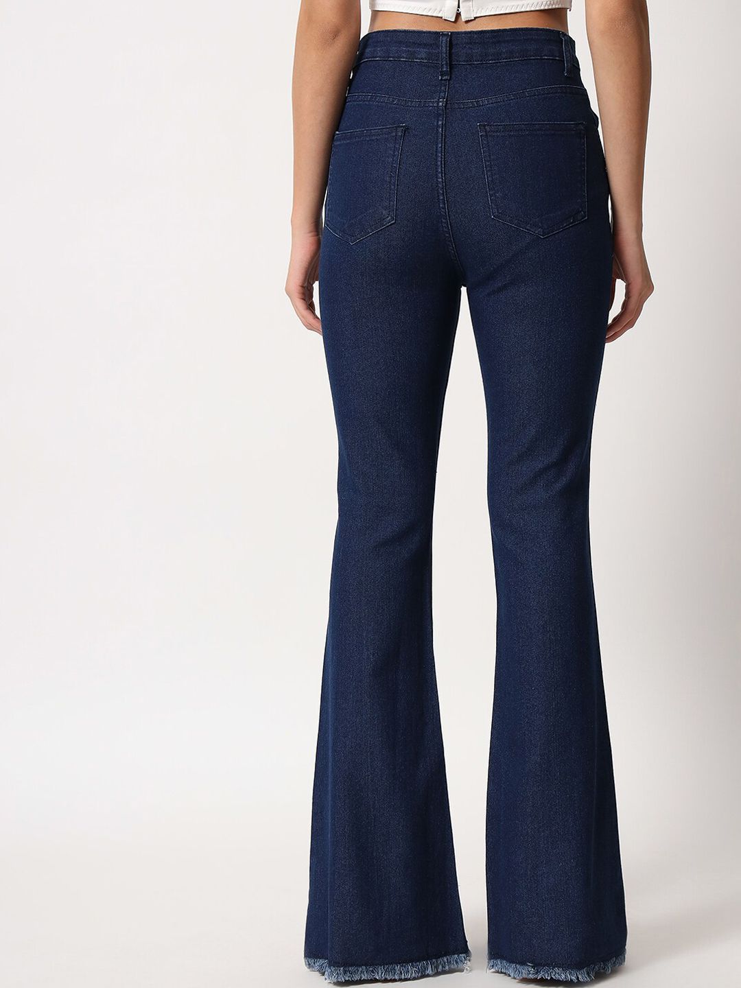 Kotty Women Navy Blue Jean Bootcut High-Rise Light Fade Stretchable Jeans