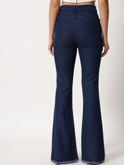 Kotty Women Navy Blue Jean Bootcut High-Rise Light Fade Stretchable Jeans