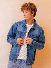 Kotty Spread Collar Long Sleeves Denim Jacket