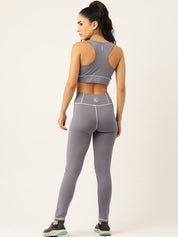 Kotty Women Grey High-Rise Sports Bra & Tights