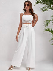 KOTTY BIZwear Women White Relaxed Straight Leg Straight Fit High-Rise Parallel Trousers