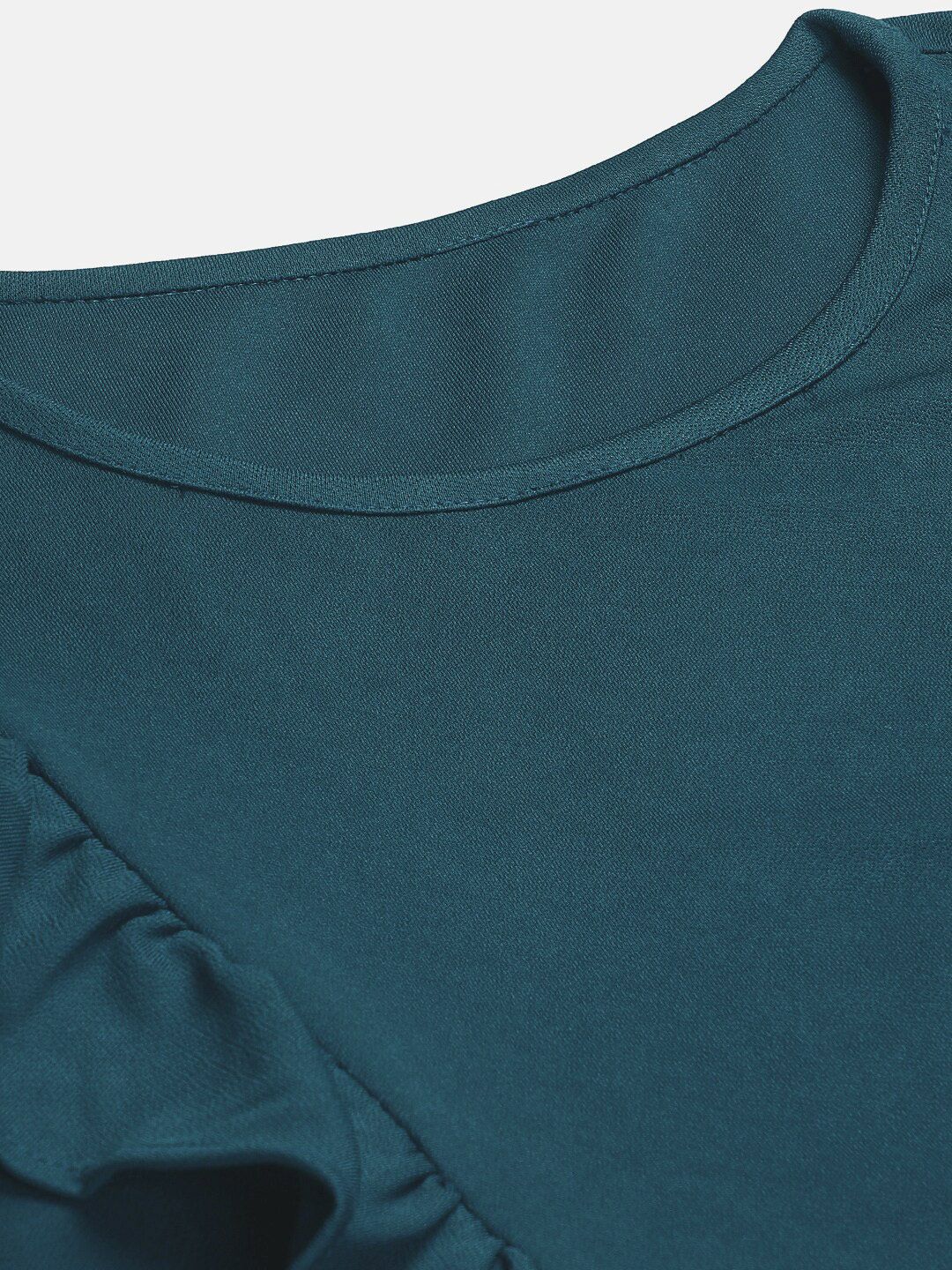 Kotty Green Ruffled Fit & Flare Knee Length Dress