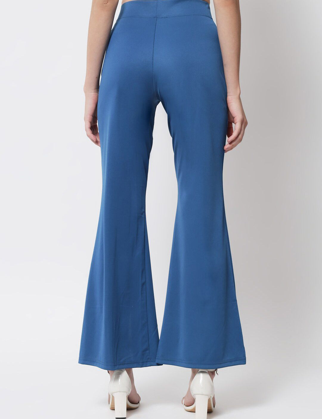 Kotty Women Blue Relaxed Flared High-Rise Easy Wash Trousers