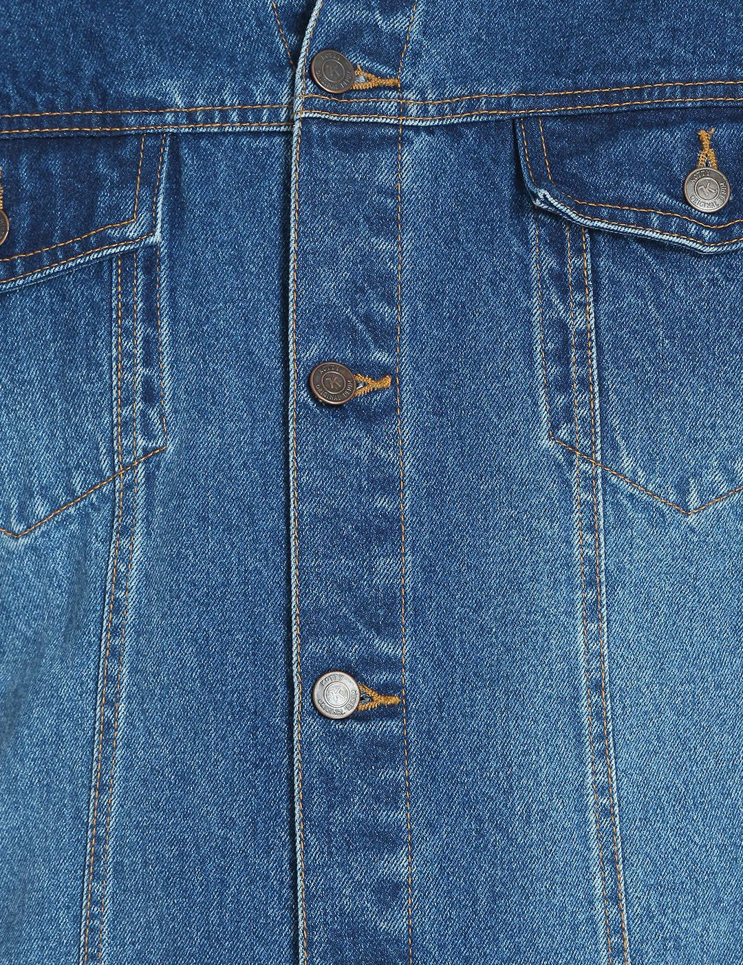 Kotty Men Blue Solid Denim Jacket