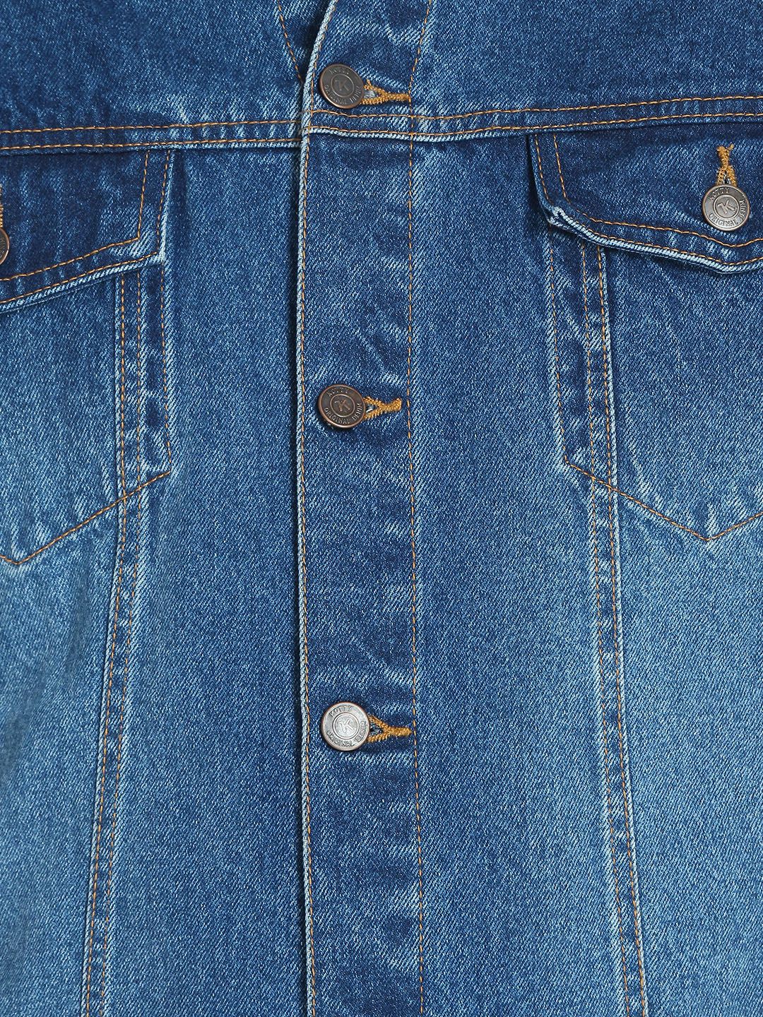 Kotty Men Blue Solid Denim Jacket