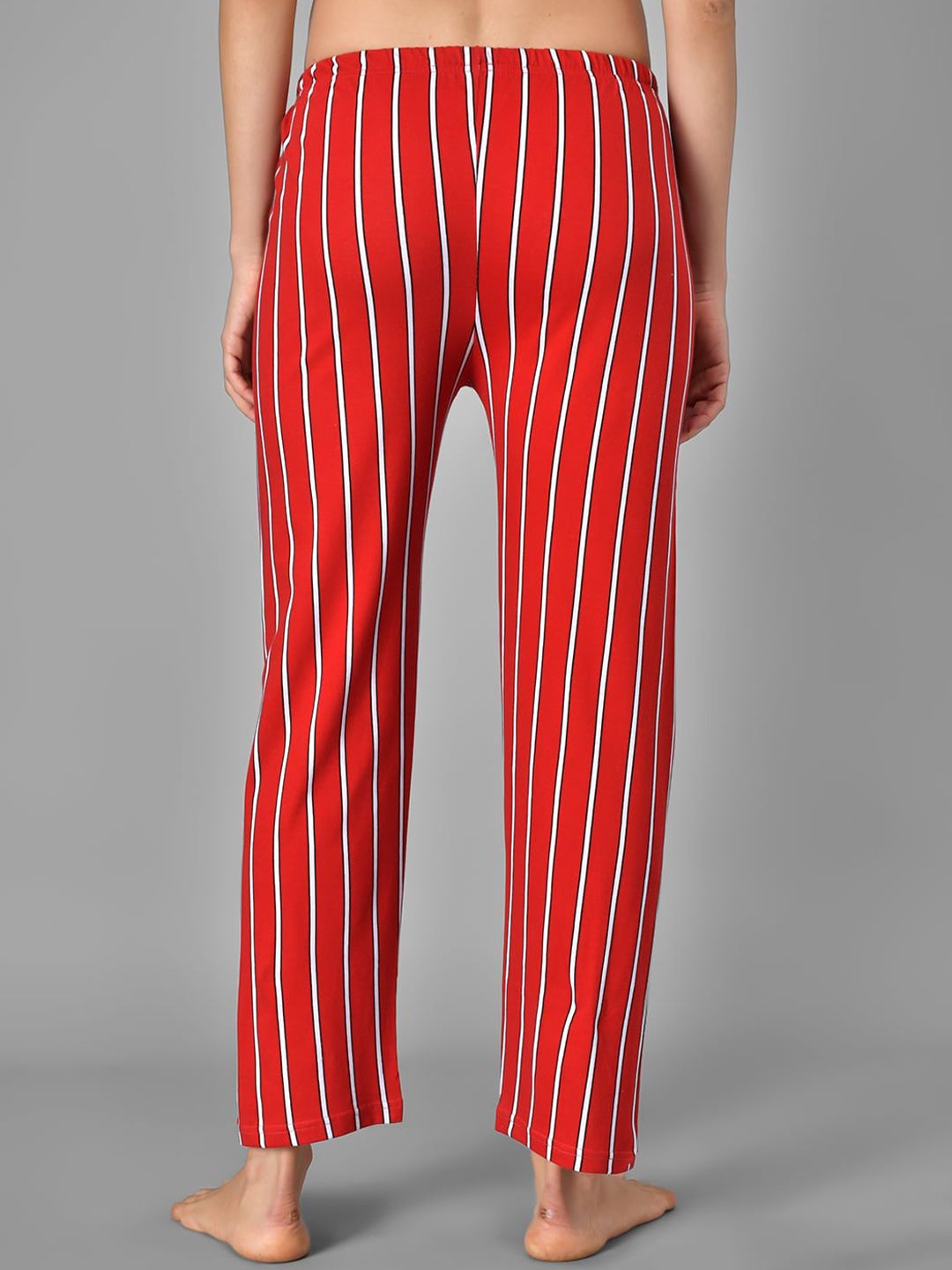 Kotty Women Red & White Striped Night Suit