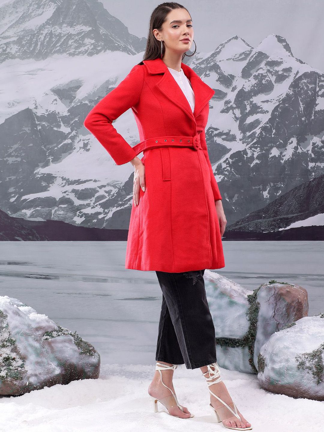 Kotty Women Notched Lapel Single-Breasted Overcoat