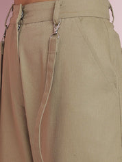 Kotty Women Solid Relaxed Straight Fit Mid-Rise Cargo Trousers