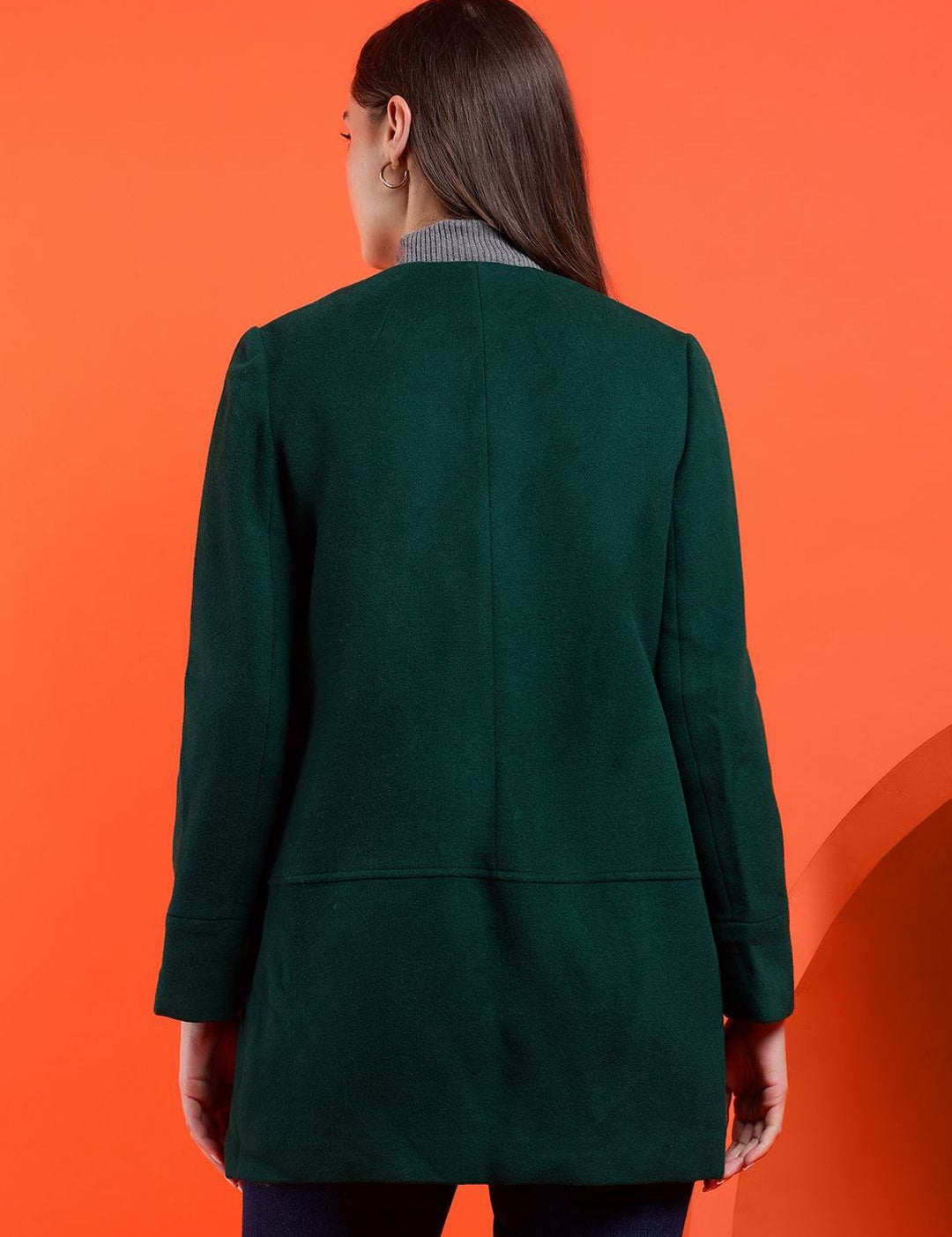 Kotty Band Collar Long Sleeves Overcoat