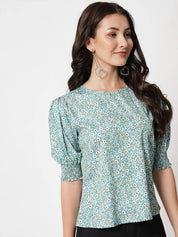 Kotty  Women Floral Printed Puff Sleeve Top