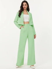 KOTTY BIZwear Green Notched Lapel Collar Blazer & Trousers