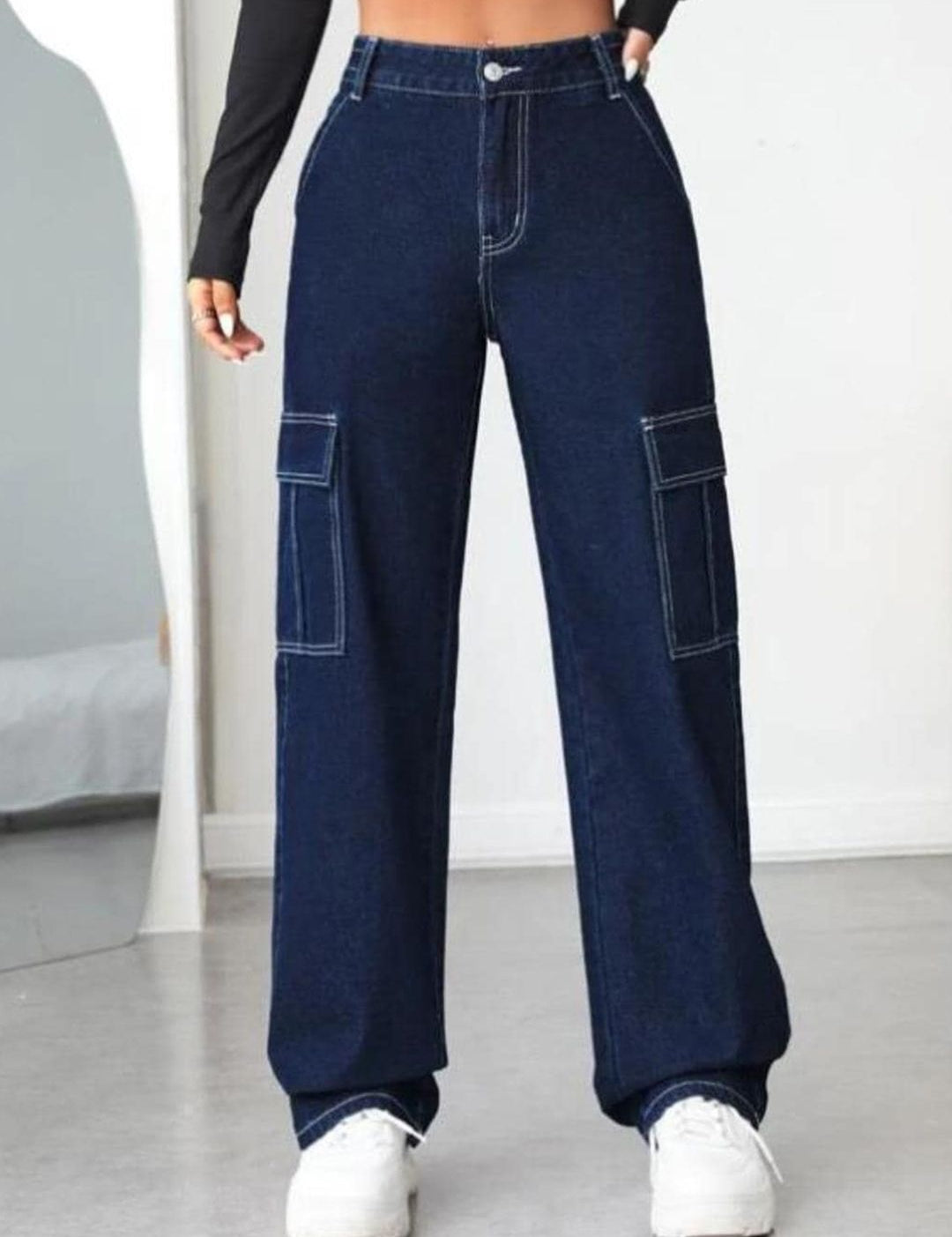 Kotty Women Blue Jean Straight Fit High Rise Clean Look Stretchable Jeans