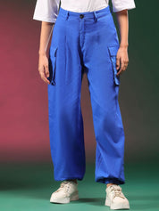 Kotty Women Relaxed Loose Fit High-Rise Easy Wash Cargo Trousers