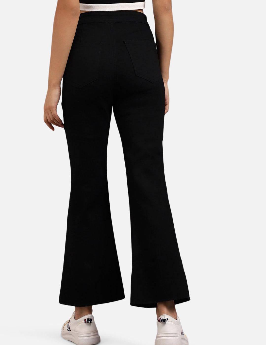 Kotty Women Black Flared High-Rise Clean Look Bootcut Jeans
