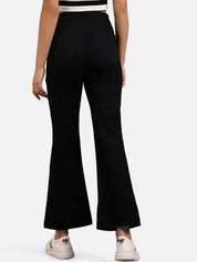Kotty Women Black Flared High-Rise Clean Look Bootcut Jeans