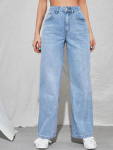 Kotty Women Blue Jean Straight Fit High-Rise Clean Look Stretchable Jeans