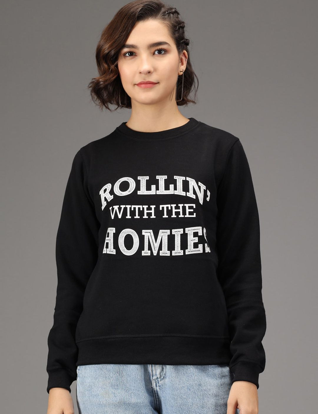 Kotty Women Black Printed Sweatshirt