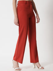 Kotty Women Pack Of 2 Relaxed Straight Leg High-Rise Easy Wash Parallel Trousers