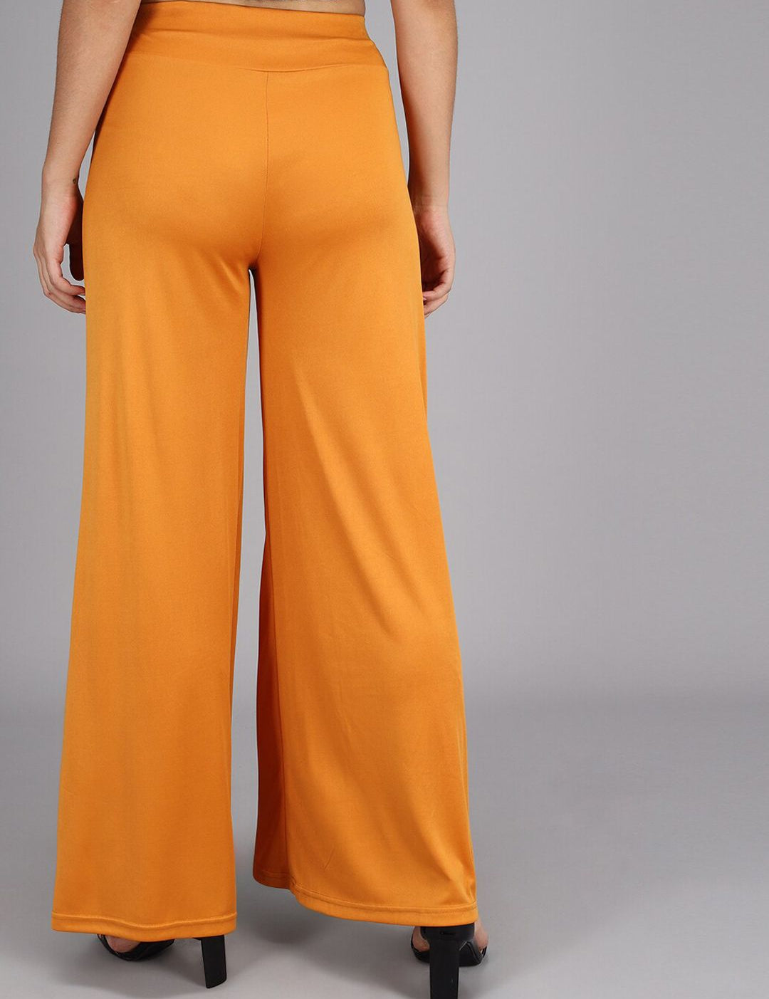 Kotty Women Yellow Flared High-Rise Parallel Trousers
