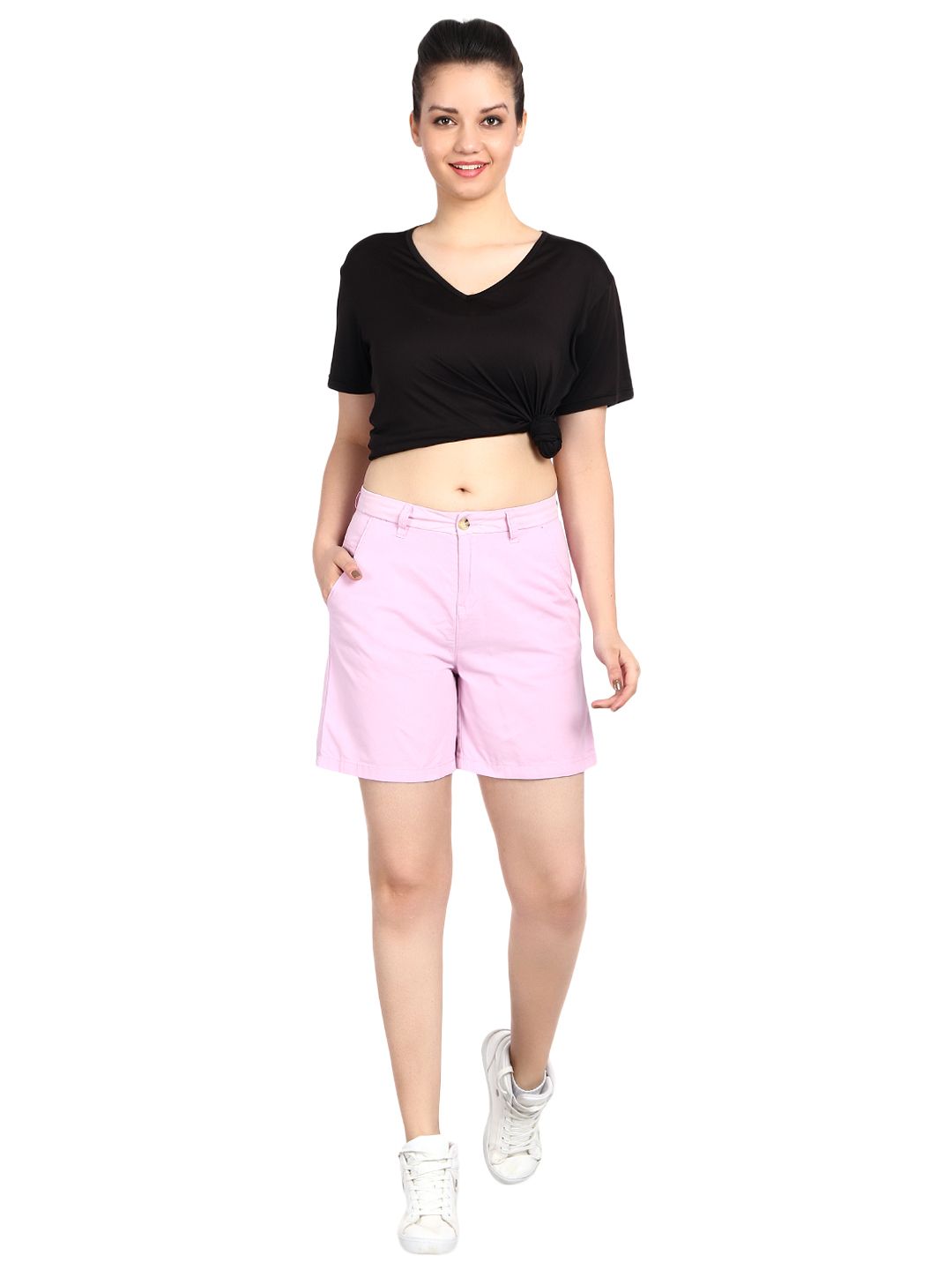 Kotty Women Pink Solid Regular Fit Regular Shorts