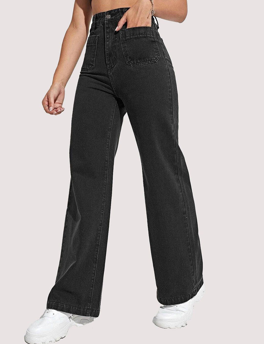 Kotty Women Black Jean Straight Fit High Rise Stretchable Jeans