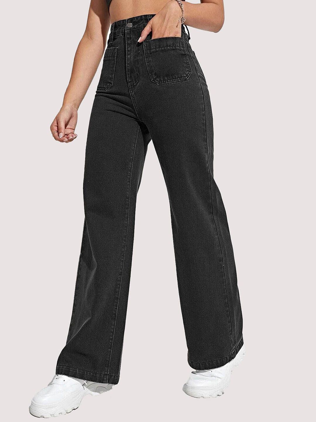 Kotty Women Black Jean Straight Fit High Rise Stretchable Jeans