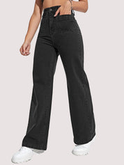 Kotty Women Black Jean Straight Fit High Rise Stretchable Jeans