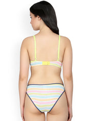 Kotty Women Multicoloured striped lingerie set KTTIW91