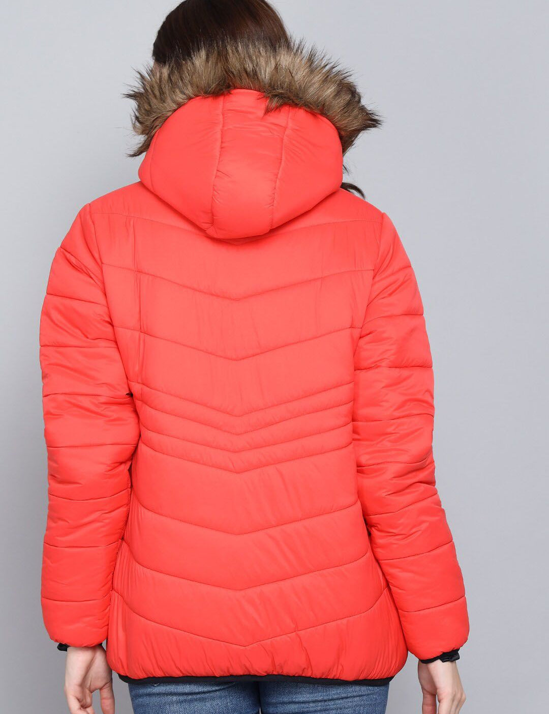 Kotty Women Orange Hooded Puffer Jacket